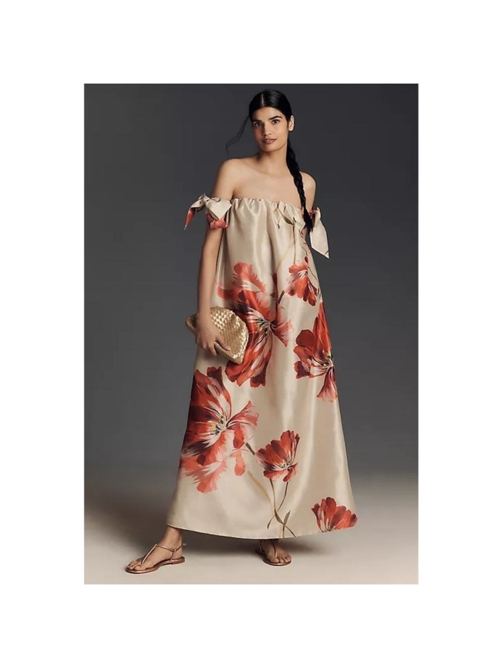 NWT Hutch Anthropologie Iris Off-The-Shoulder Maxi Dress Sz L - Picture 1 of 16